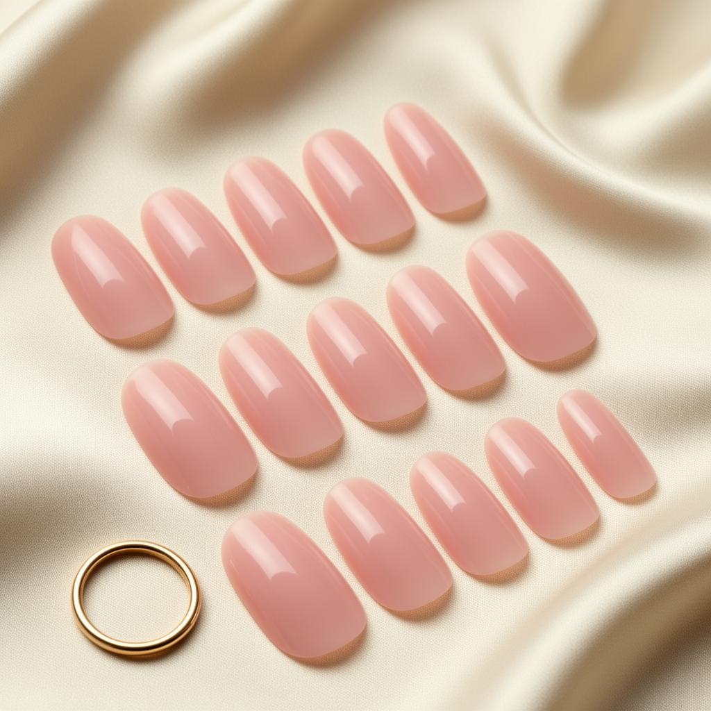Nude pink natural nails
